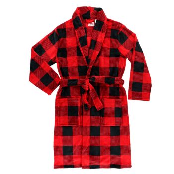 Men's Red Plaid Bathrobe