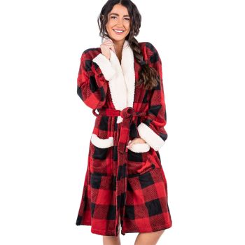 Women's Moose Plaid Bathrobe