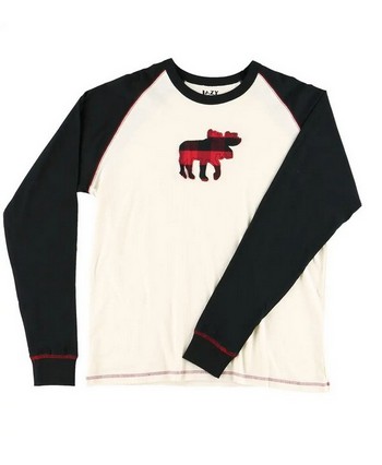 Moose Plaid Men's Long Sleeve PJ Tee
