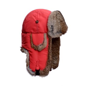 Red Supplex Bomber with Real Brown Rabbit Fur