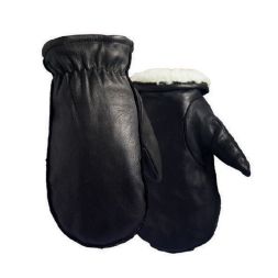 Hand Armor - Full Grain Deerskin Sherpa Lined Mitts - Black