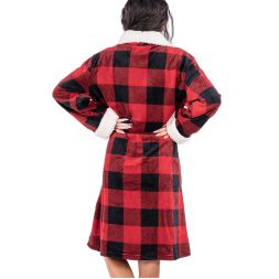 Women's Moose Plaid Bathrobe