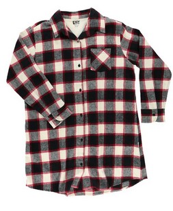  - Flannel Black Plaid | Button Nightshirt