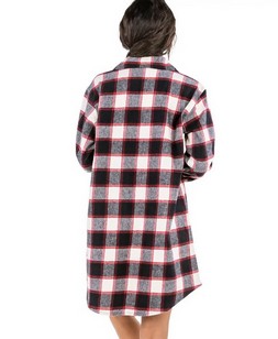 Flannel Black Plaid | Button Nightshirt