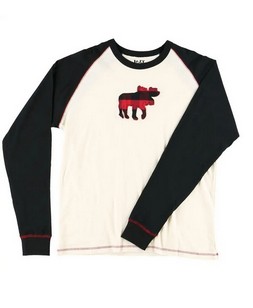  - Moose Plaid Men's Long Sleeve PJ Tee