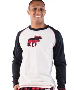 Moose Plaid Men's Long Sleeve PJ Tee