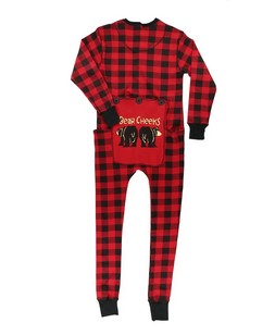  - Bear Cheeks Adult Plaid Onesie Flapjack