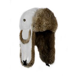 Mad Bomber - White Supplex Bomber with Brown Rabbit Fur